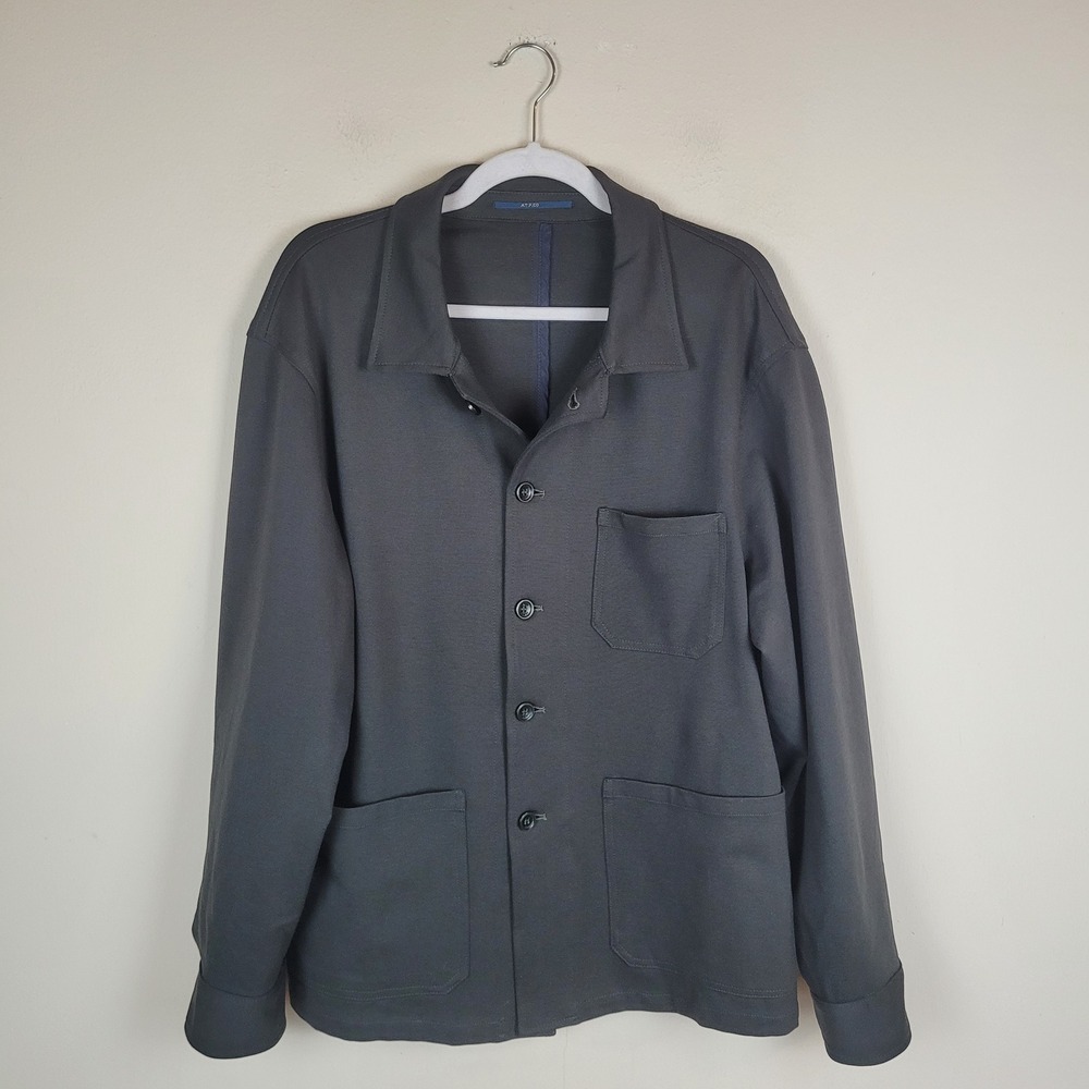 AT.P.CO Jacket Mens IT54 Dark Gray Tess Button Up Workwear Utility Chore Italy